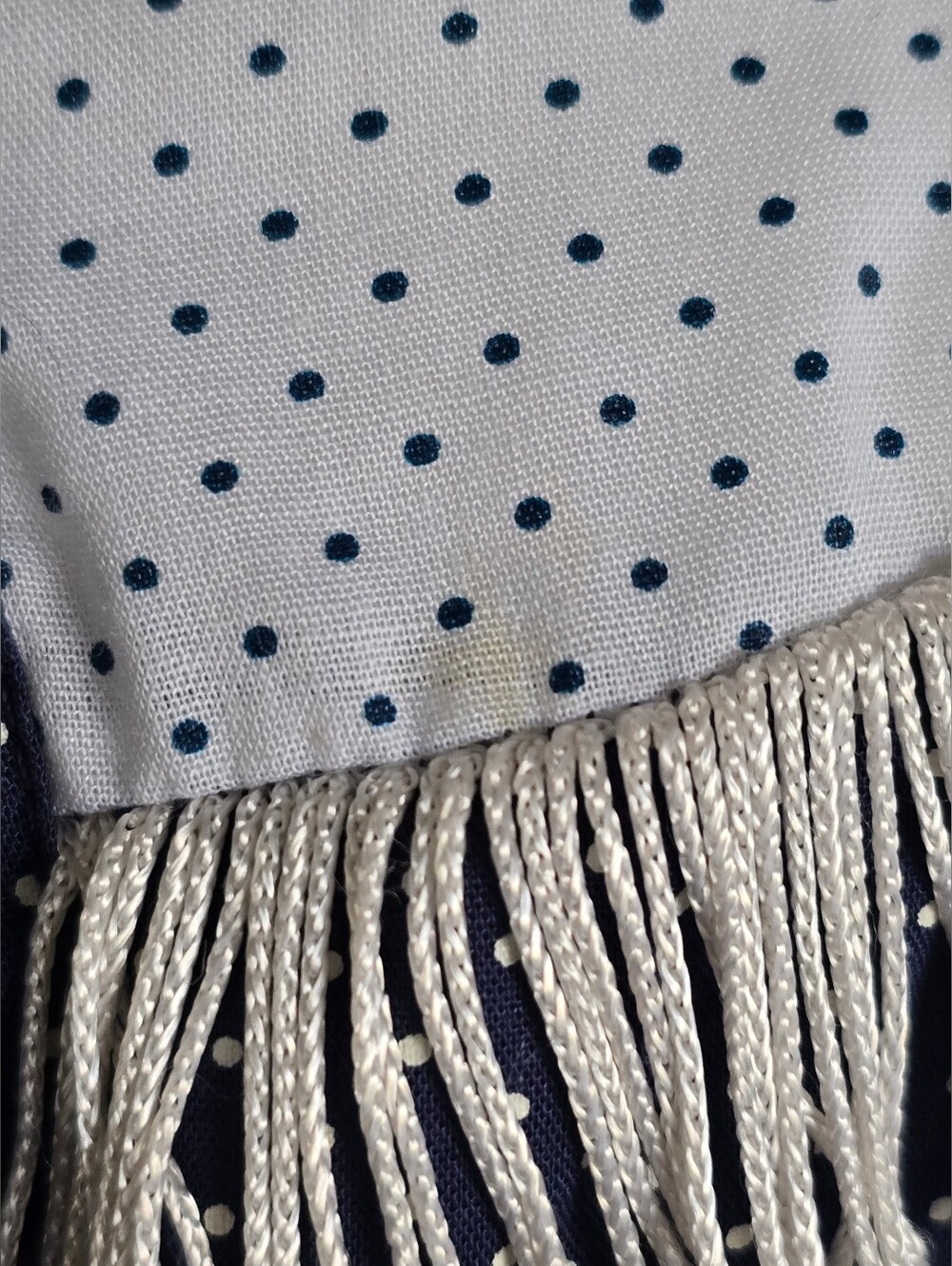 Vintage Navy Polka Dot Western Fringe Shirt - Picture 11 of 12